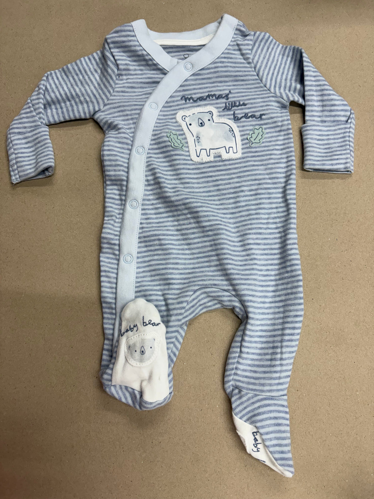 Light blue line teddy bear- full jumpsuit