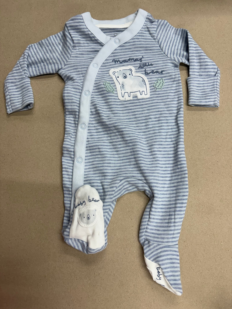 Light blue line teddy bear- full jumpsuit