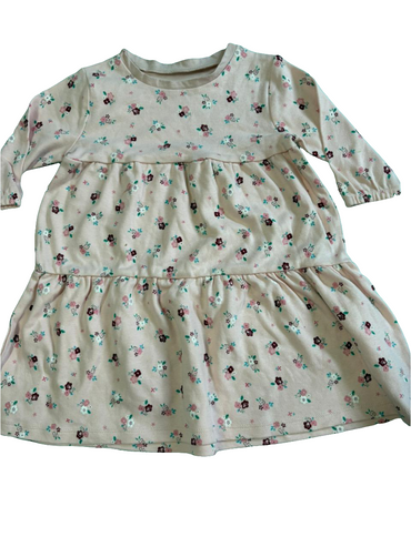 Pink with brown flower - baby full sleeve frock