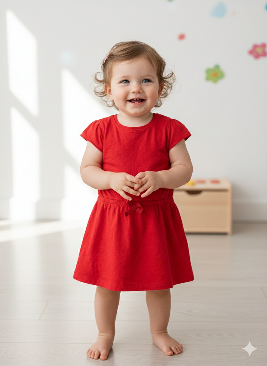 Red -Baby Half Sleeve  frock