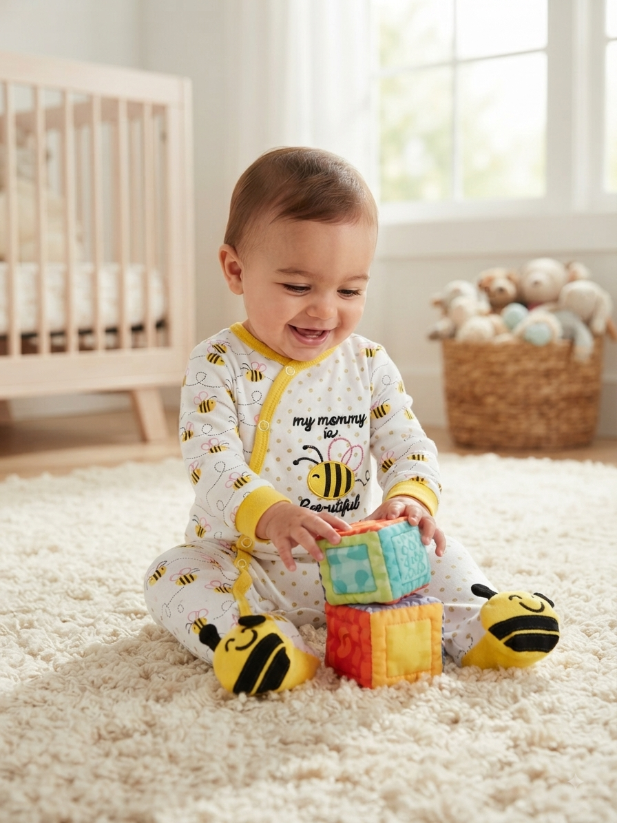 Yellow and black 🐝 with shoe (snap button)-Baby High quality jumpsuit
