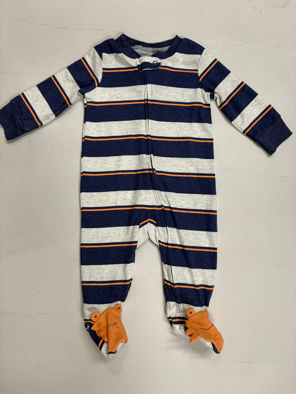 Blue and grey stripes with shoe -Baby high quality jumpsuit