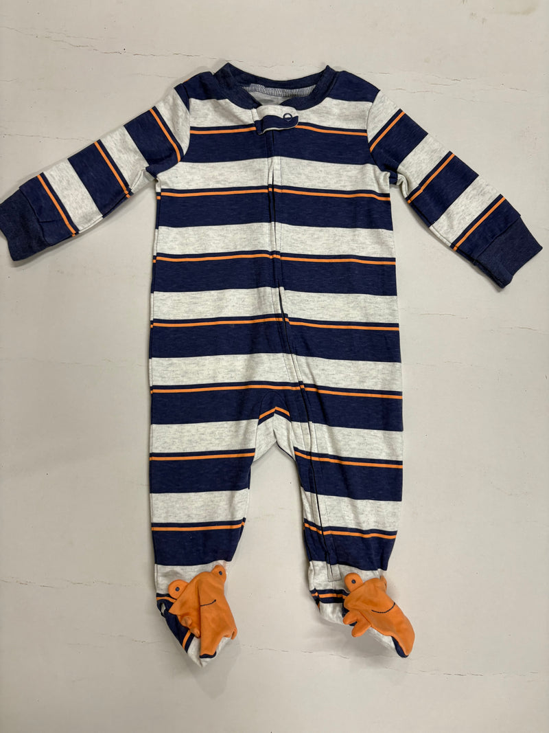 Blue and grey stripes with shoe -Baby high quality jumpsuit