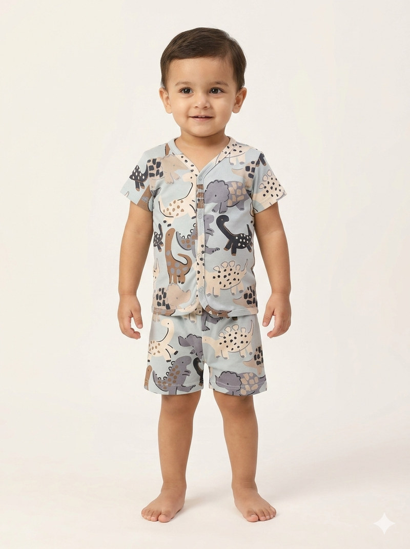 Grey Dino -Half Sleeve Jabla Short sets