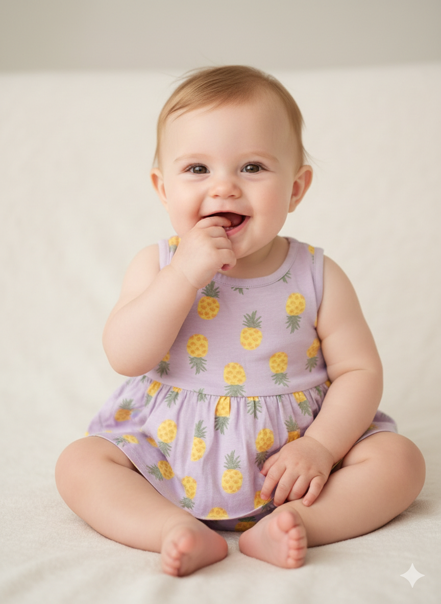 Yellow pine apple -Onesies  frock