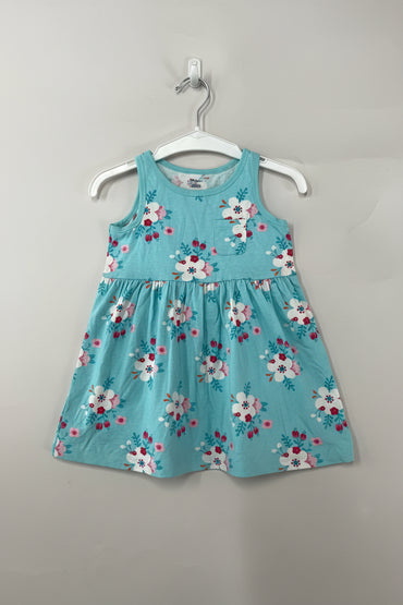 sky blue flower with packet-Frock