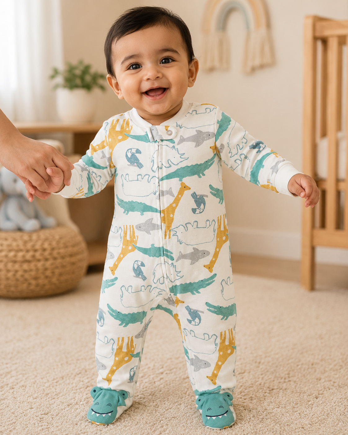 White animals - Baby high quality jumpsuit