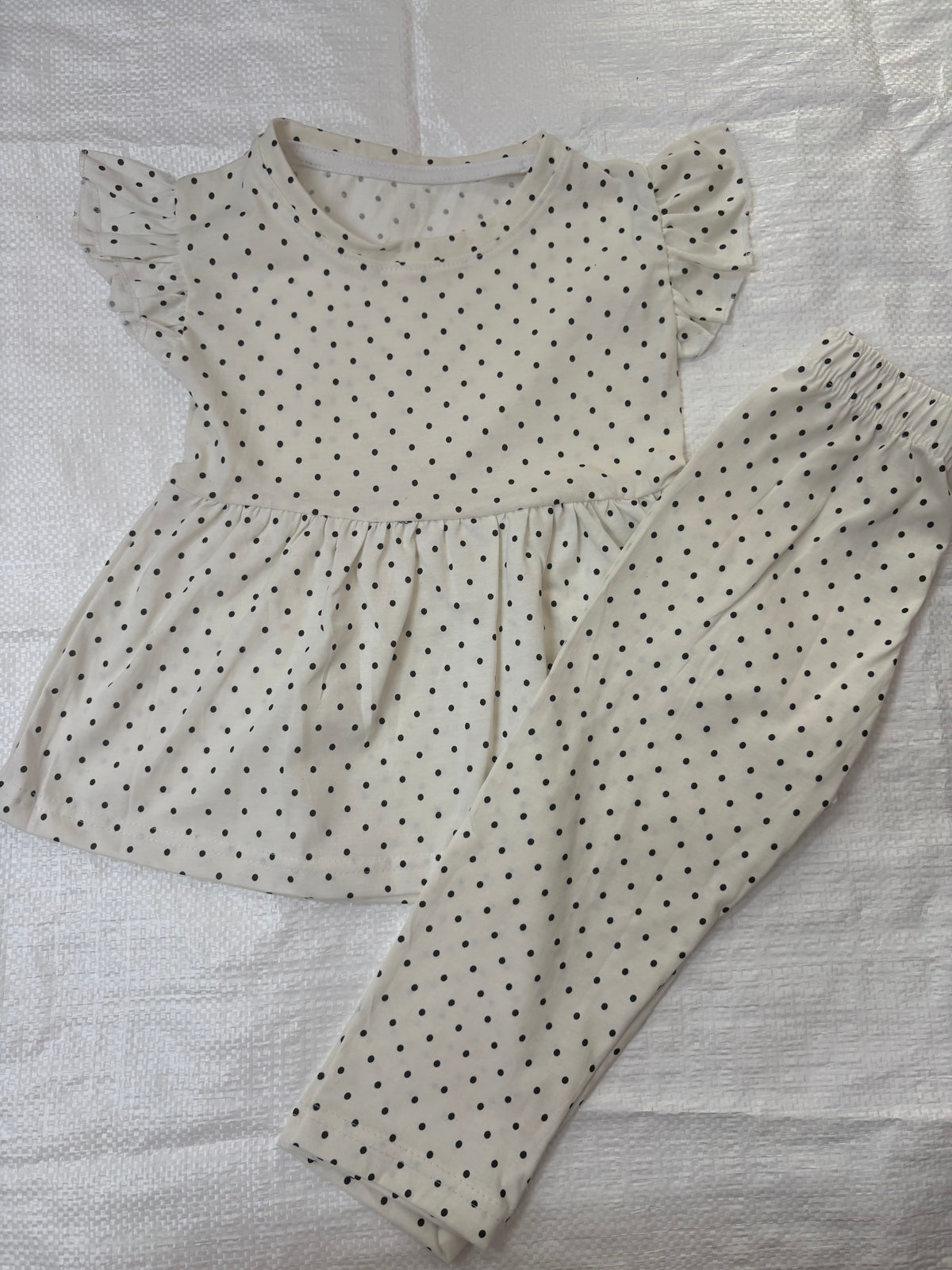 Cream white with black Buddha Peplum Co-Ord Girls Set