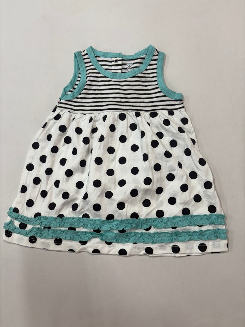 Sky blue with black dot -Baby Sleeveless Frock