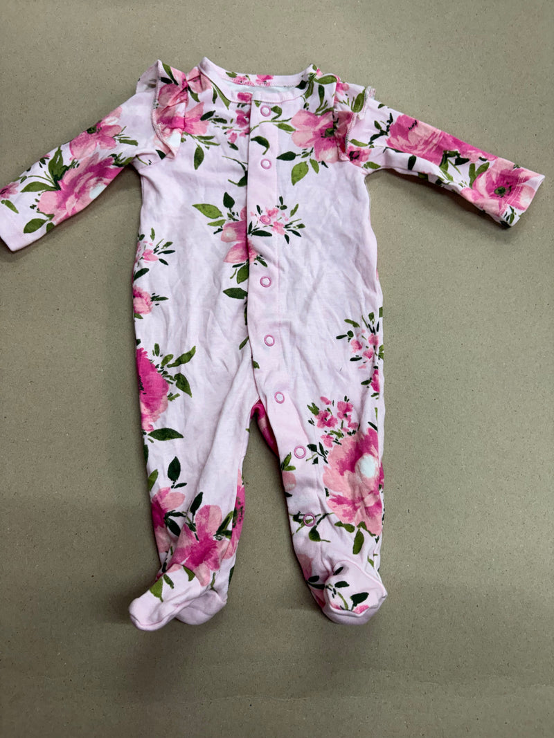 Pink floral with shoe (snap button)-Baby High quality jumpsuit