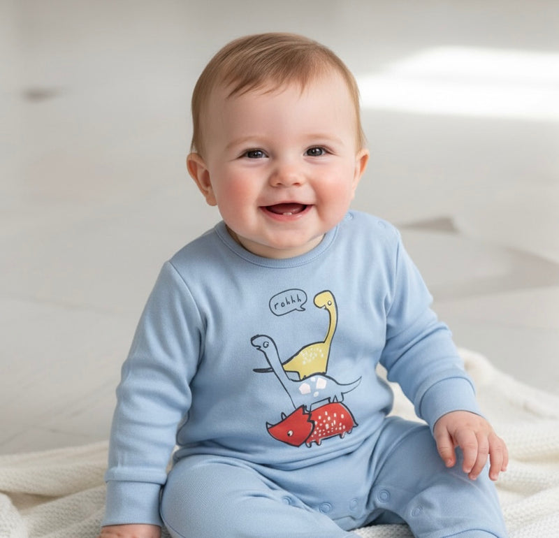 Blue with yello dino - Baby full Jumpsuits