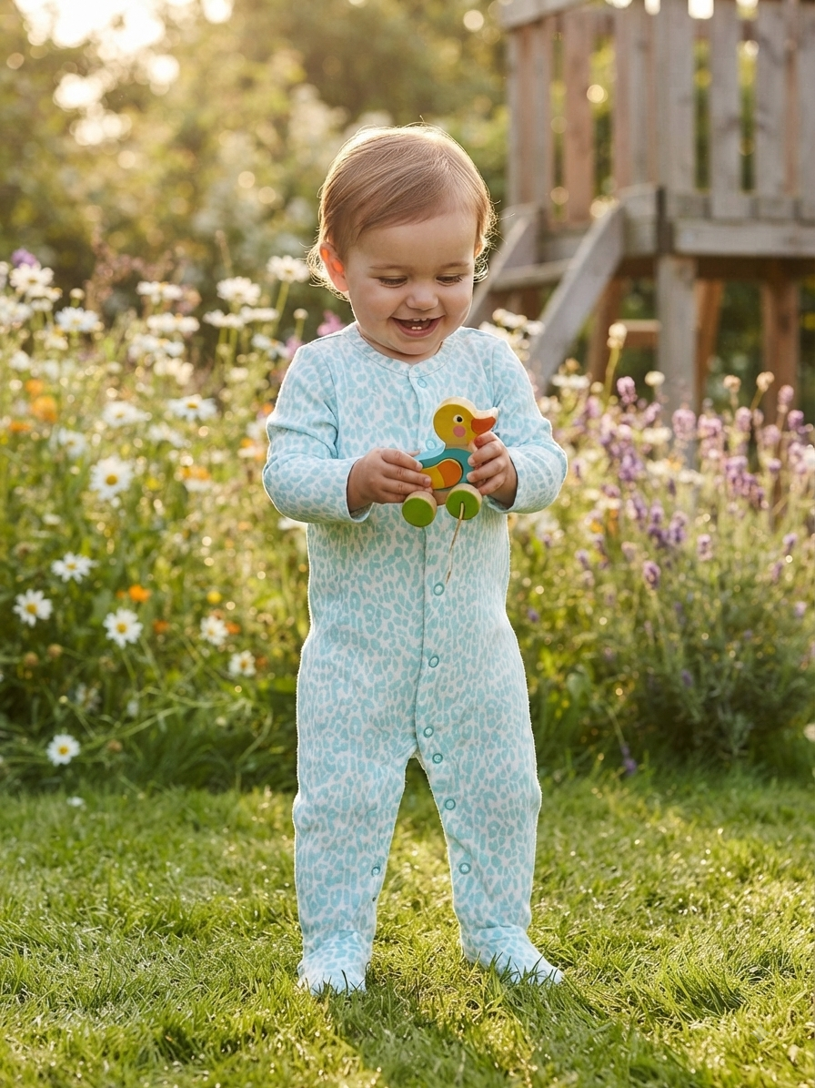 Green Leopard with shoe(snap button)-Baby High Quality Jumpsuits