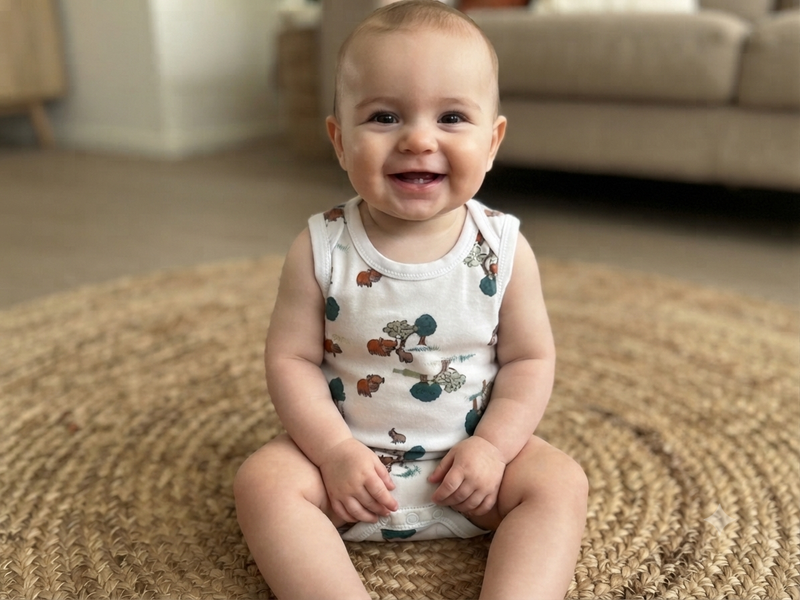 Light green blue trees Sleeveless Baby romber