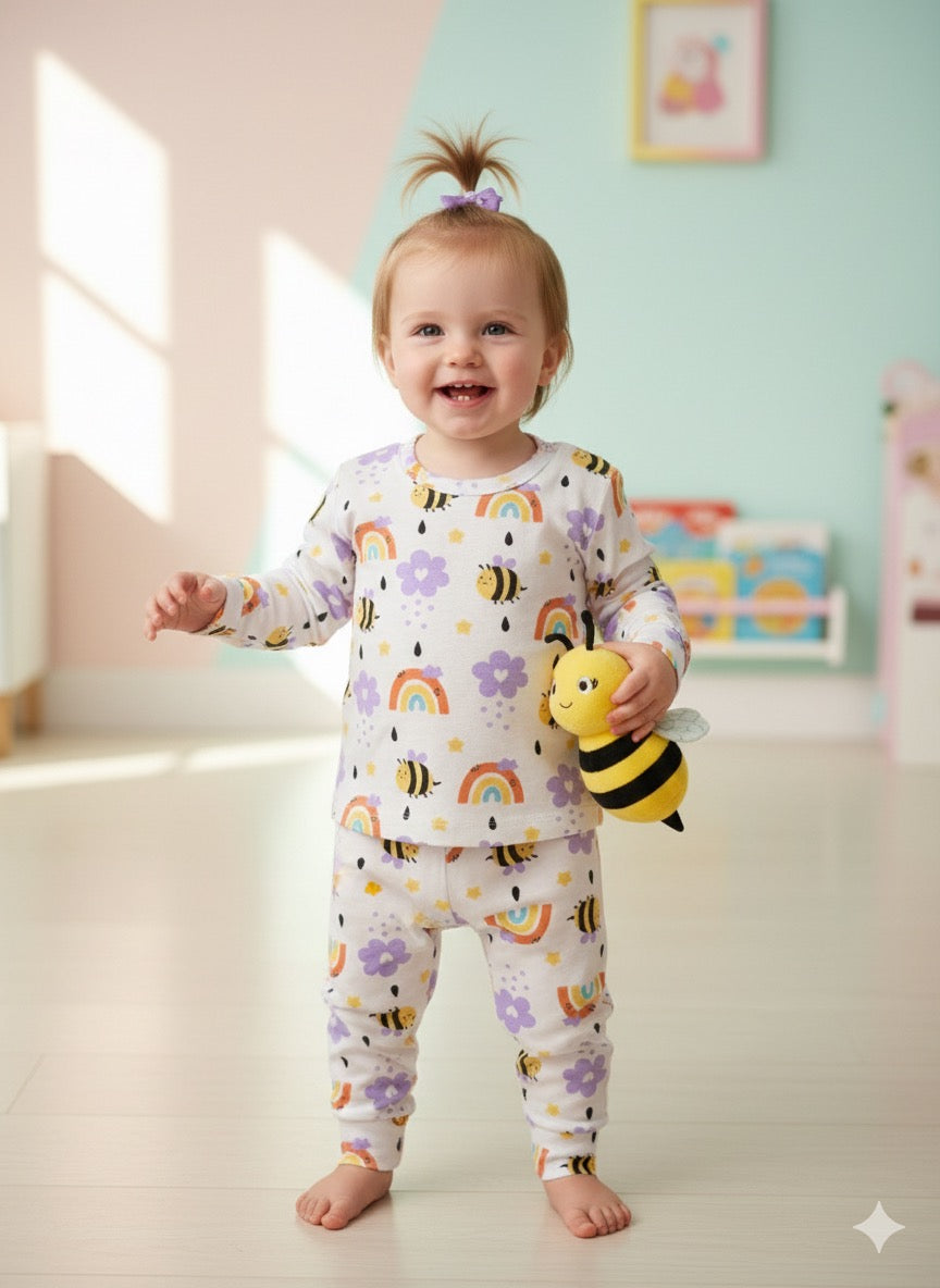 Baby Co-ord sets Full rainbow with flowers -(snap button)