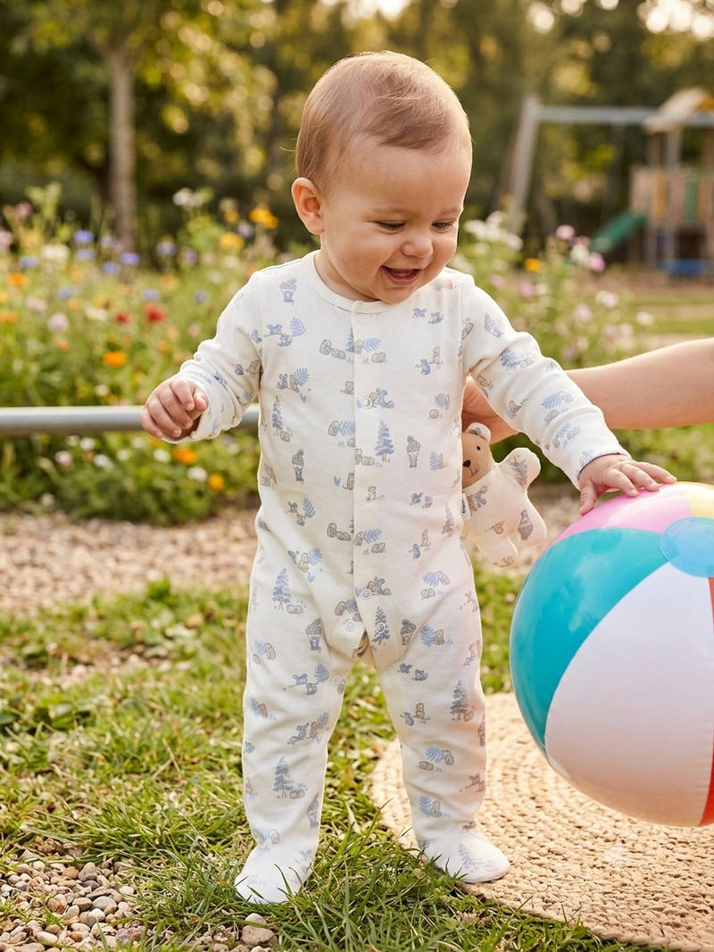 White Blue Fish Baby Full Jumpsuits
