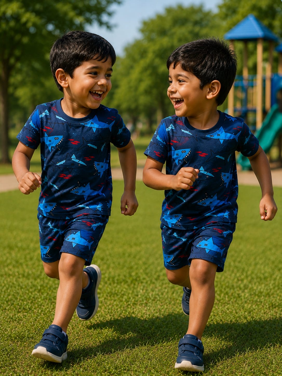 Navy sharks -Kids Co-Ord Set premium quality