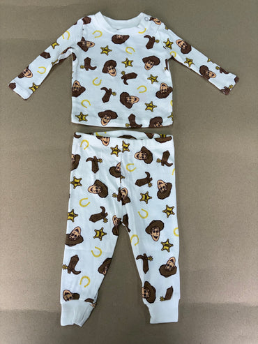Baby white character print -Co-ord sets Full (snap button)