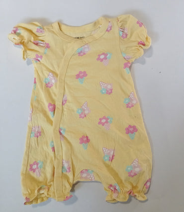 Yellow with pink flower- Baby half Jumpsuits