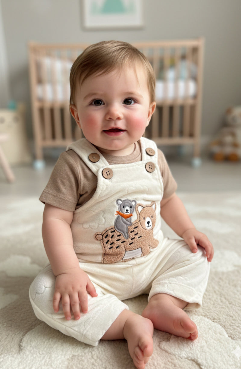 Half white with animal- Baby Dungaree