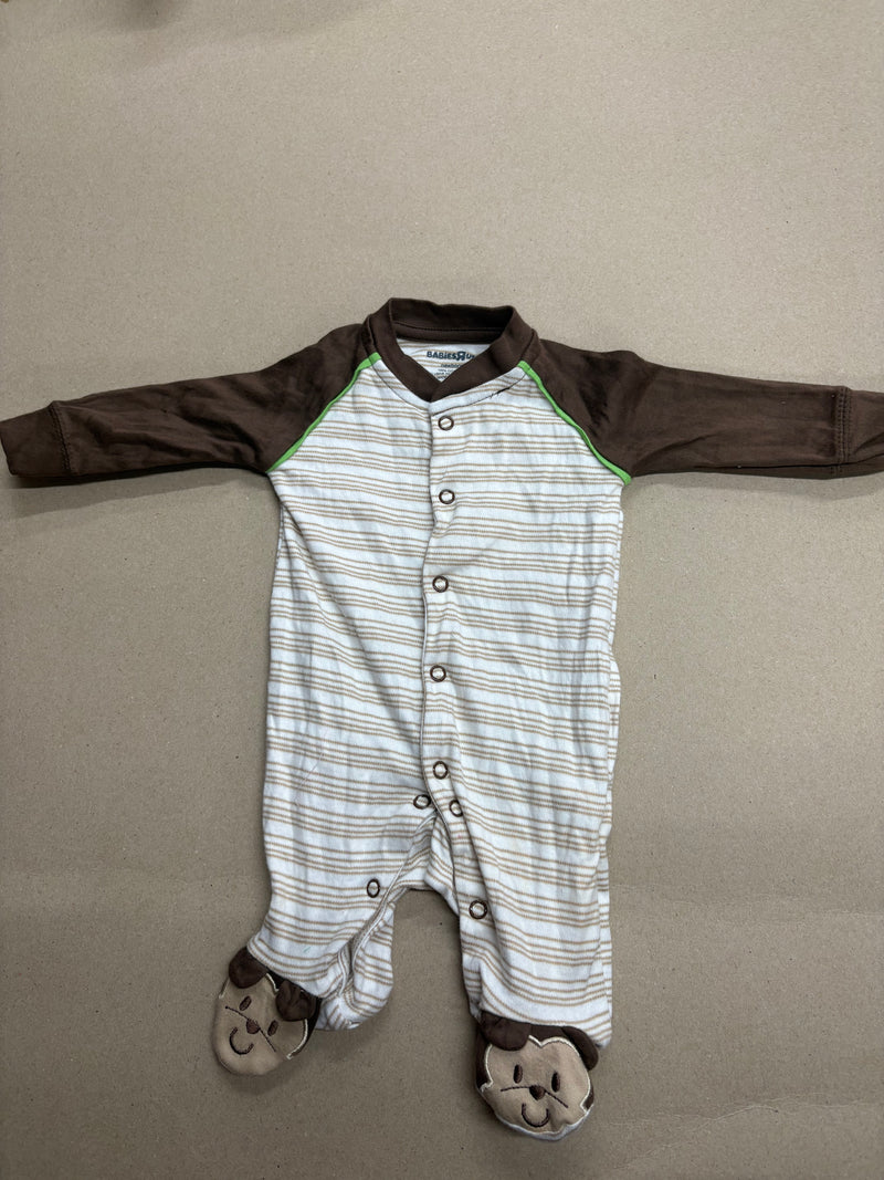Brown-and-white striped with shoe(snap button)-Baby High quality jumpsuit
