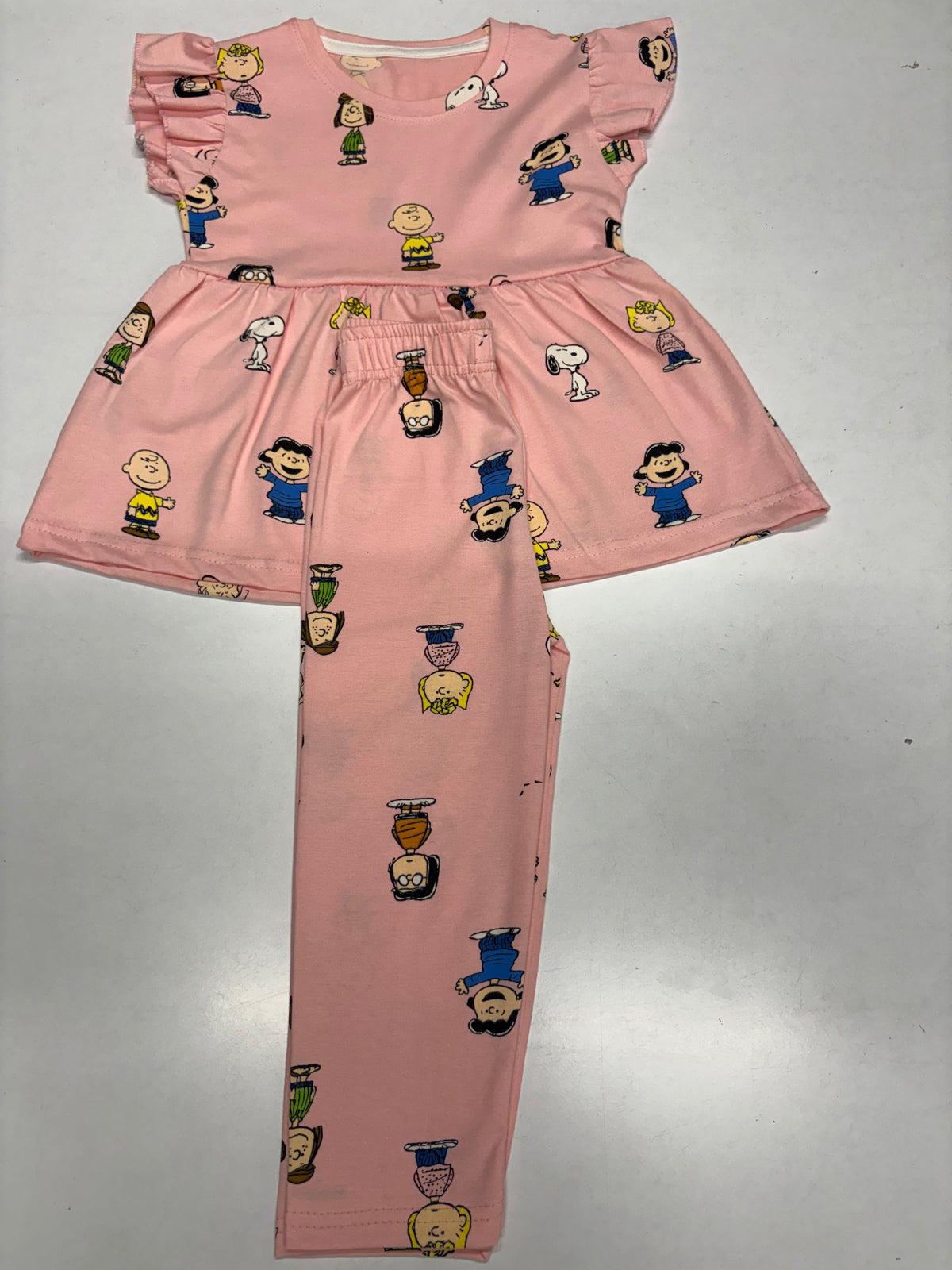 Girls Light Pink Peanuts peplum Co-Ord Girls Set