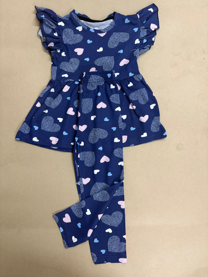 Navy blue with heart 💗21/8-Peplum Girls set