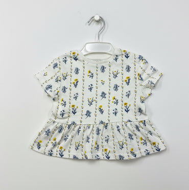 White with floral -baby top