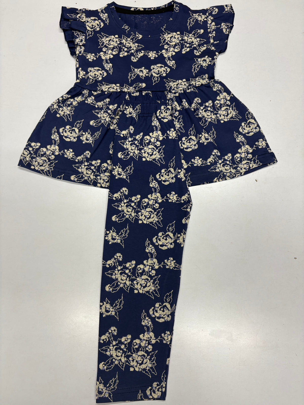 Royal blue with floral Peplum Co-Ord Girls Set