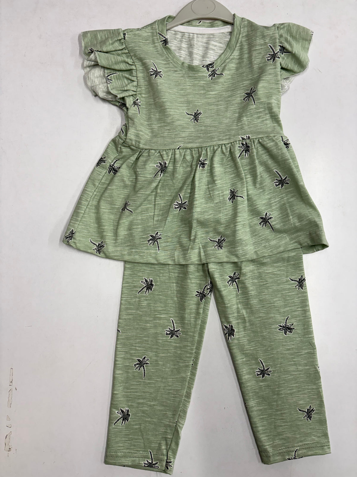 Light green with a tree, peplum co - ord girls set Sep