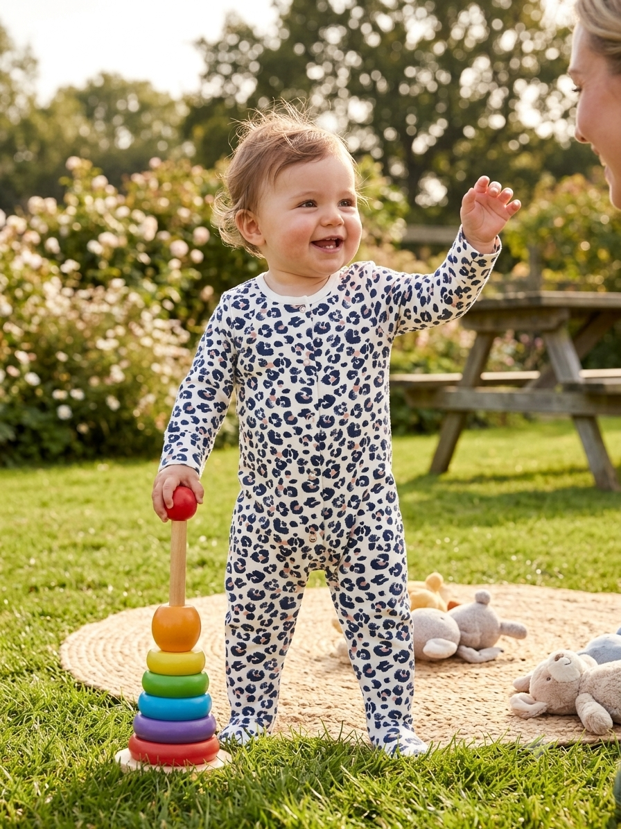 Baby Full Jumpsuits Navy Orange Stripe