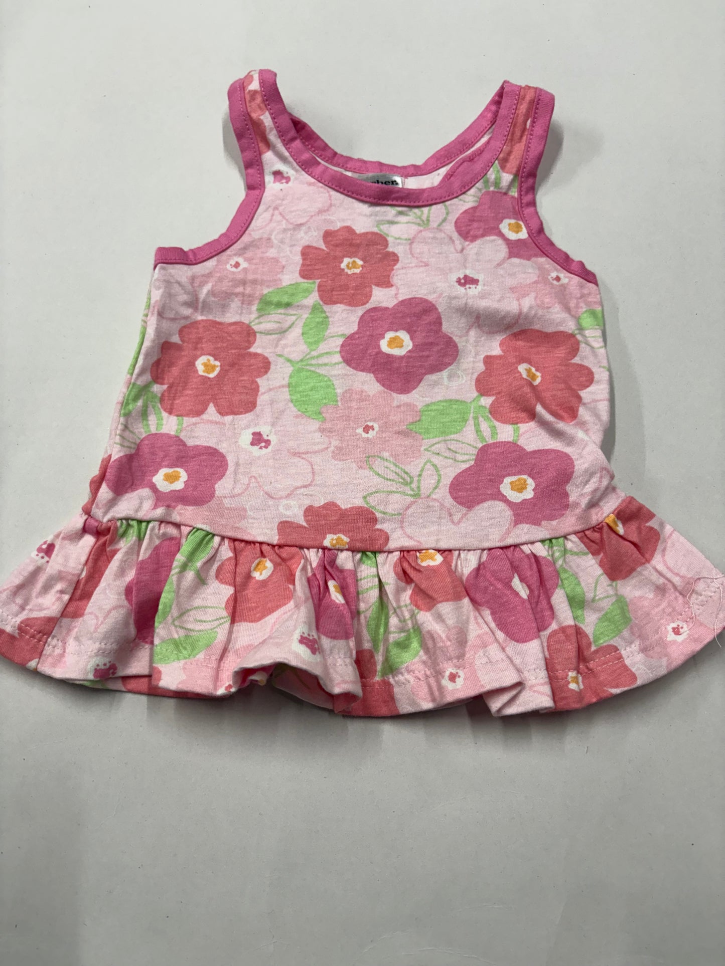 baby pink flowers- top -Sleeveless Frock