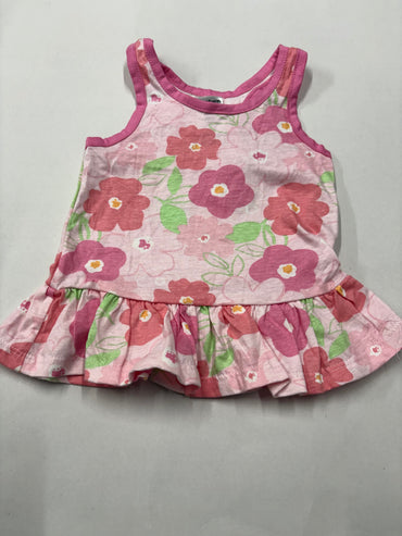 baby pink flowers- top -Sleeveless Frock