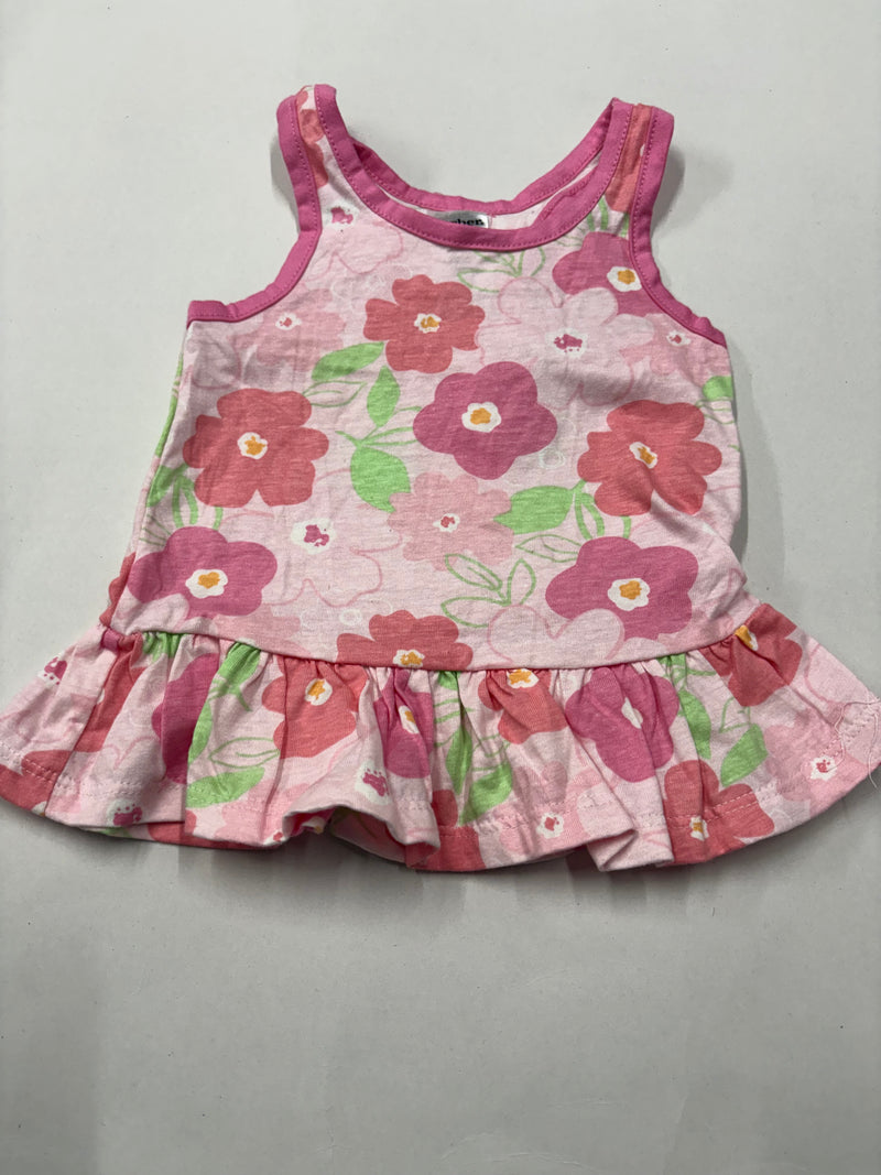 baby pink flowers- top -Sleeveless Frock