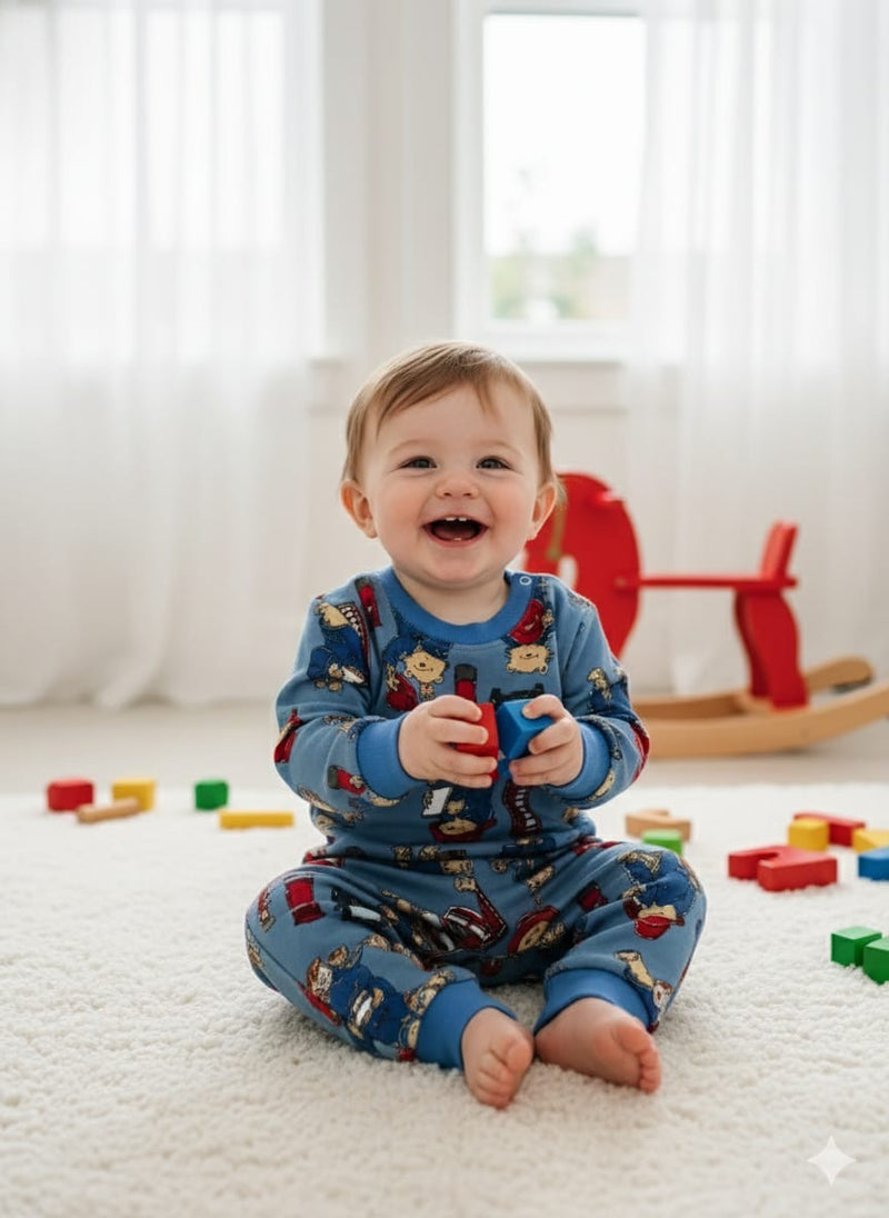 Blue teddy Premium loop net IN-0031-LoopKnit Pajama sets