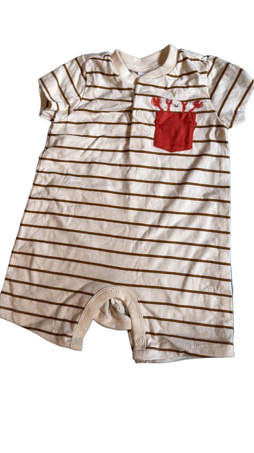 White with red pocket -Baby half Jumpsuits