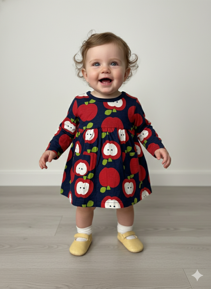 Apple  with packet -Baby Sleeveless Frock