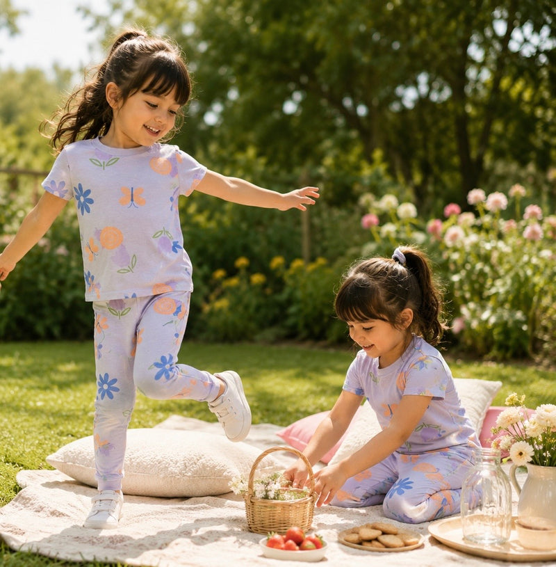 Violet butterfly-Kids  half Sleeve Set