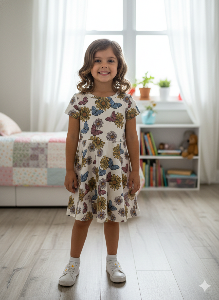 Butterfly with flower -Frock