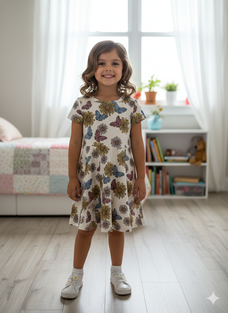 Butterfly with flower -Frock