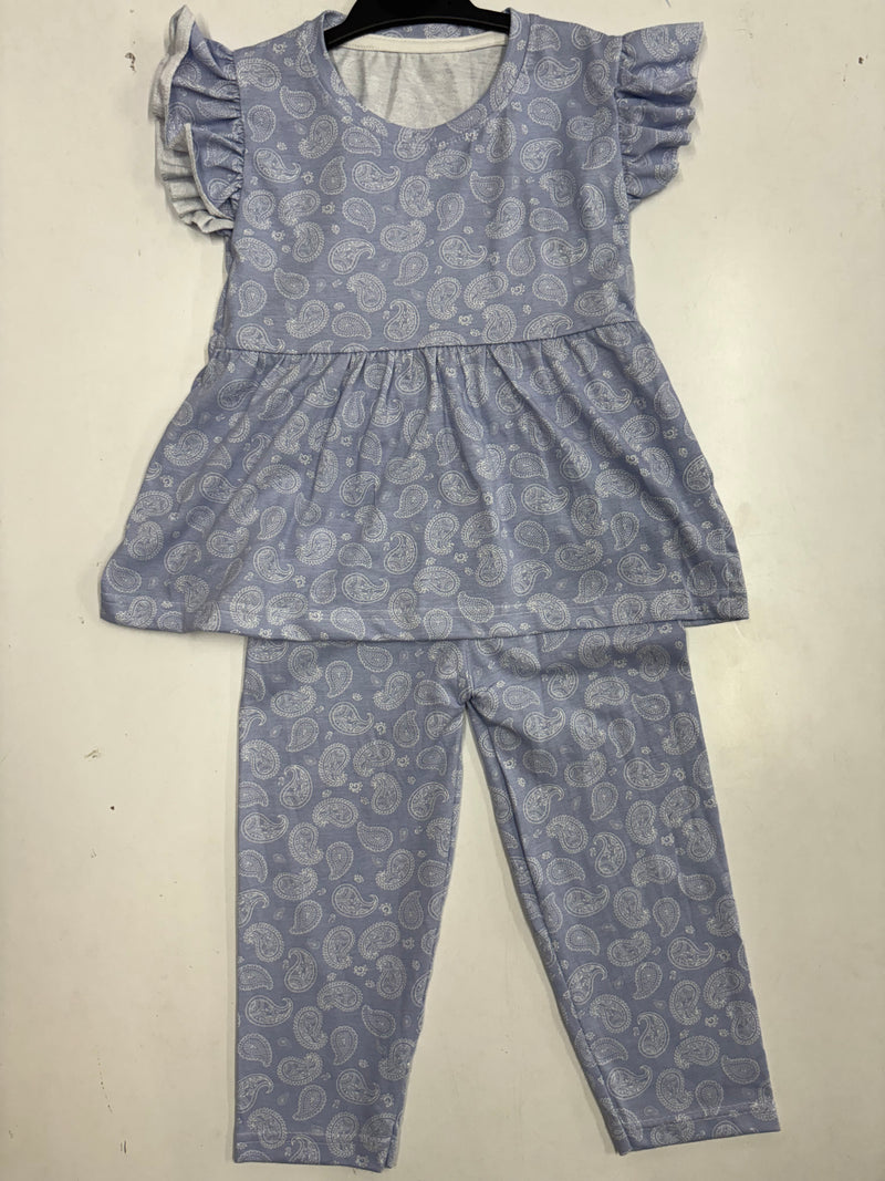 White with grey peplum co - ord girls set Sep