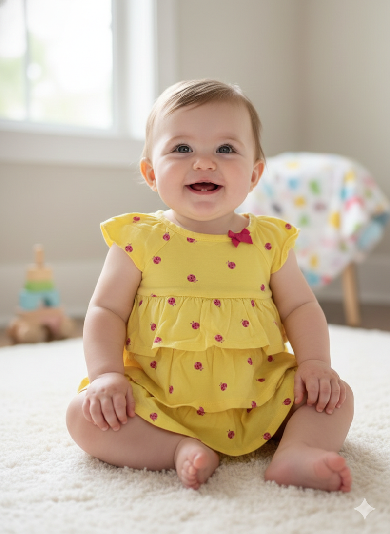 Yellow bug-Onesies frock