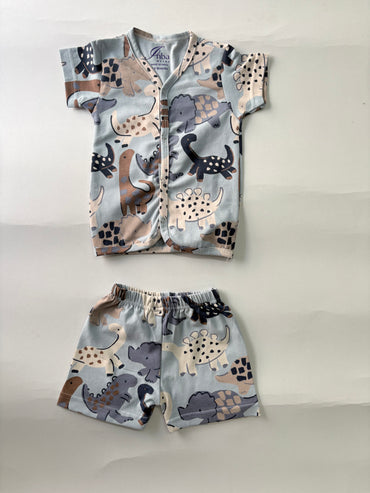 Grey Dino -Half Sleeve Jabla Short sets