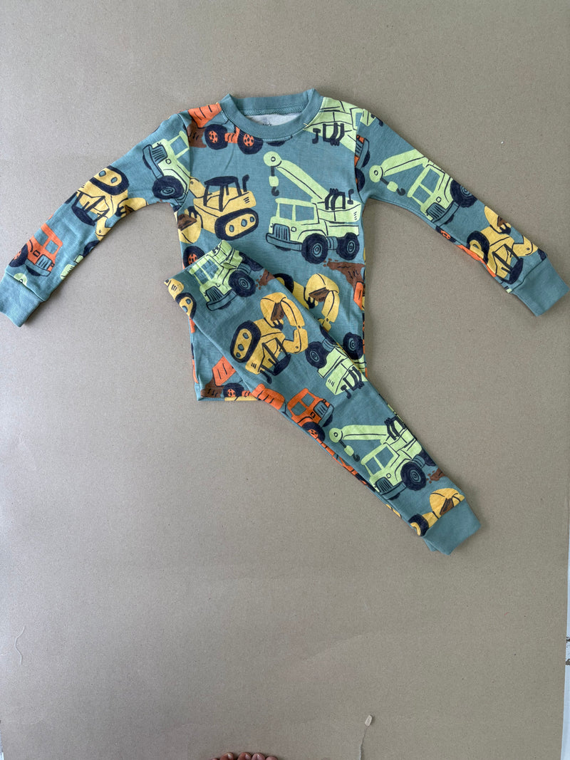 Green with bulldozers-Kids Full Sleeve Set