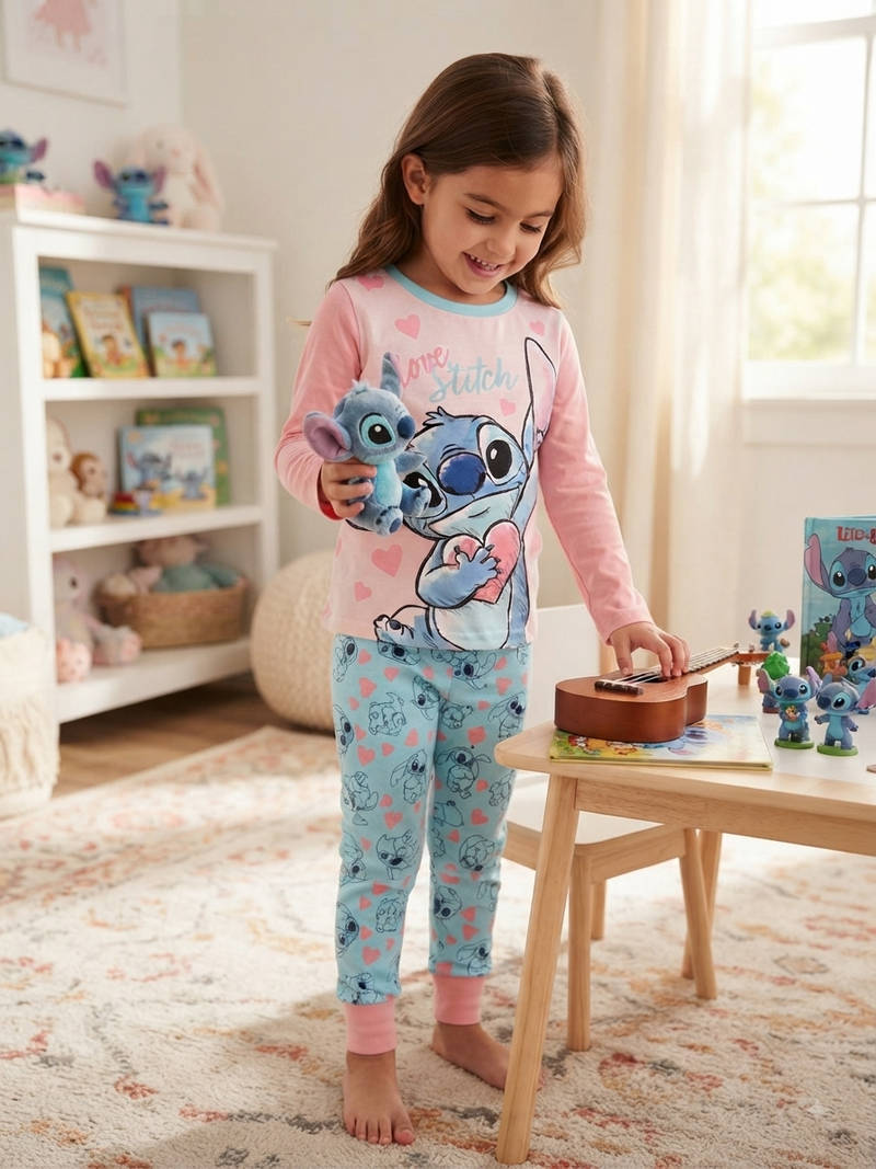 Baby pink Love Stitch -Kids Full Sleeve Set