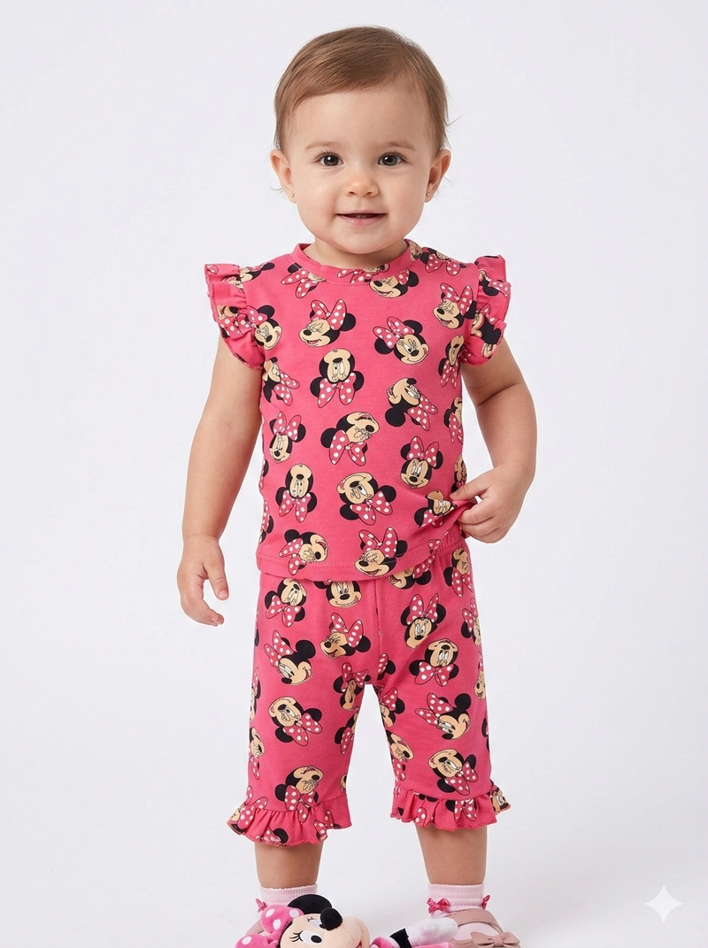 Pink Mickey-Sleeveless 3/4 Set