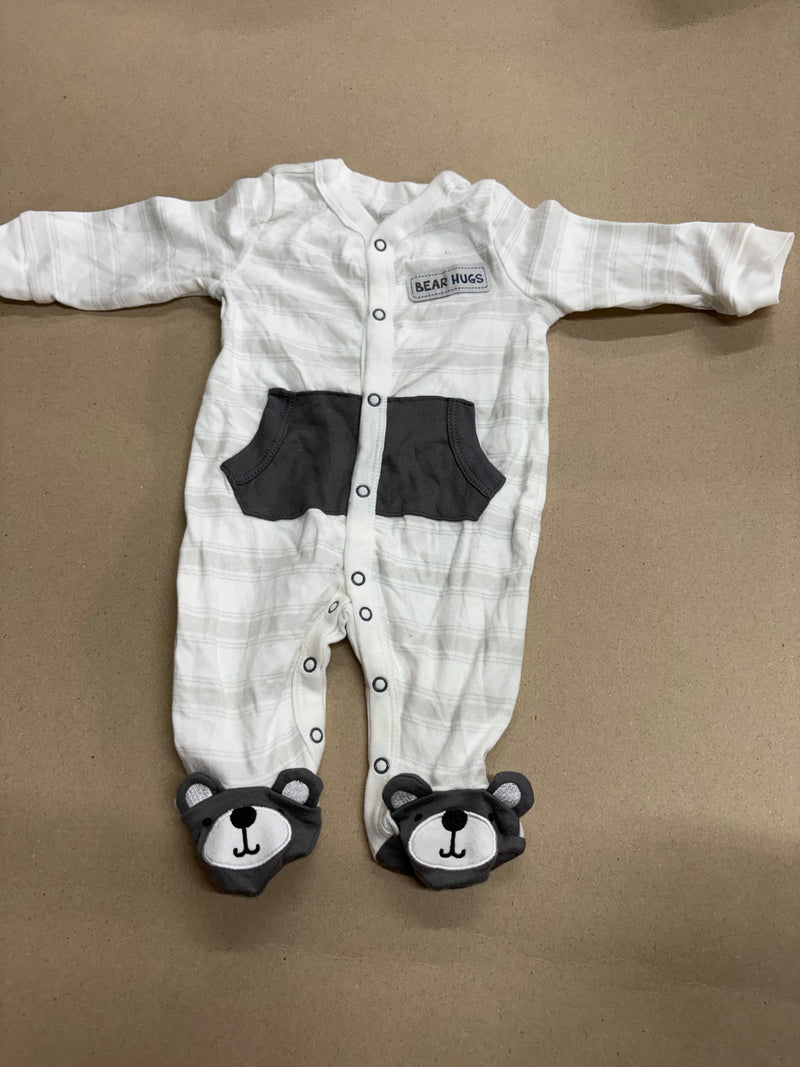 White with grey with shoe (snap button)-Baby High quality jumpsuit