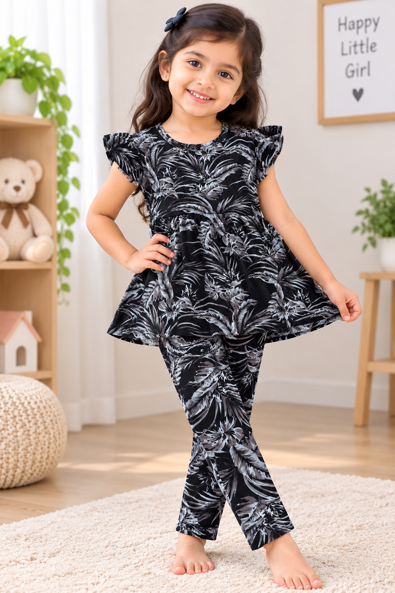 Black Peplum Co-ord Girls set.