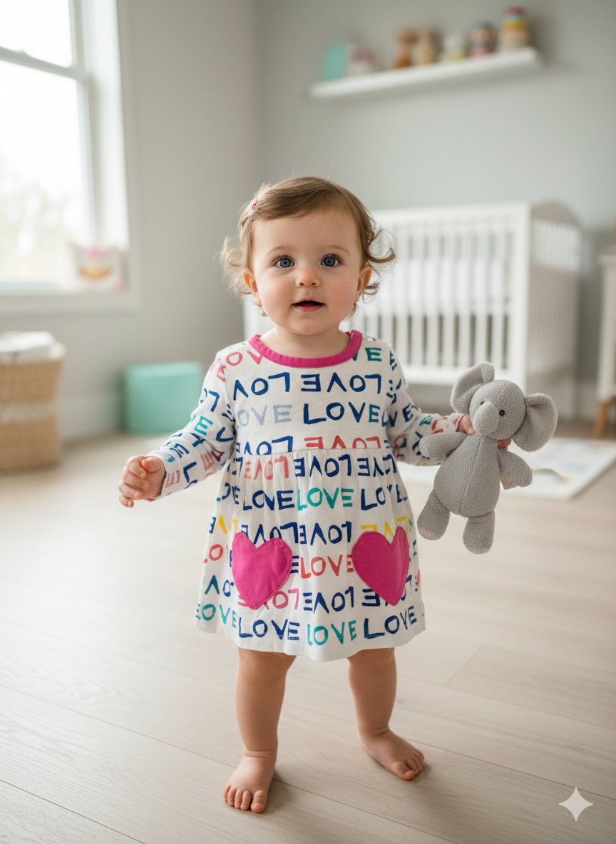 LOVE pink heart-Baby full Sleeve - top