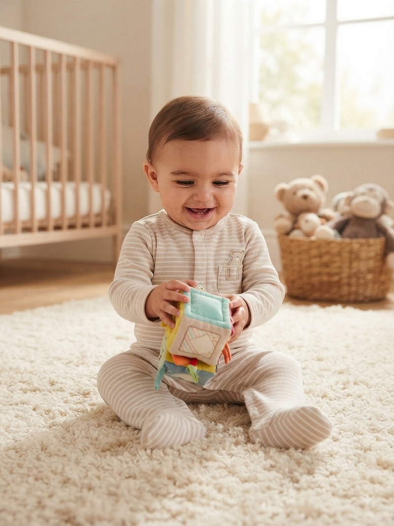 Beige and white striped with shoe (Zipper)-Baby High quality jumpsuit