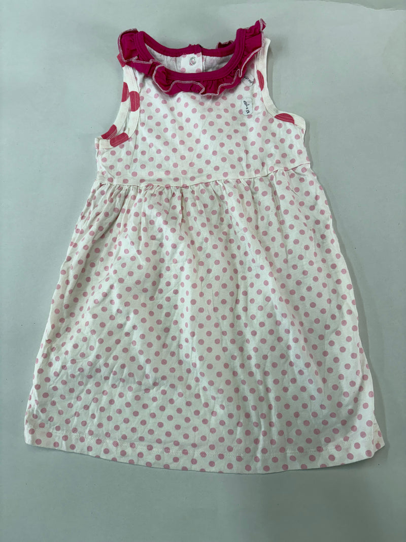White with pink dot -Frock